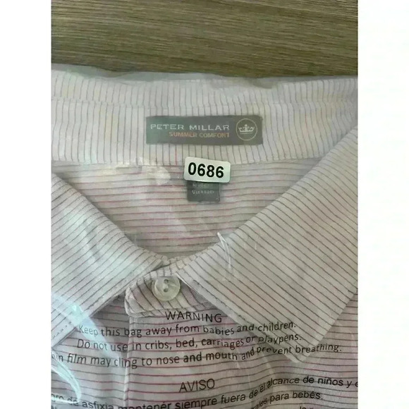 Peter Millar Summer Comfort Pink White Striped Men's XXL Polo Short Sleeve Golf - Picture 11 of 11